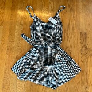Hollister Small Black & White checkered romper NEW with tags